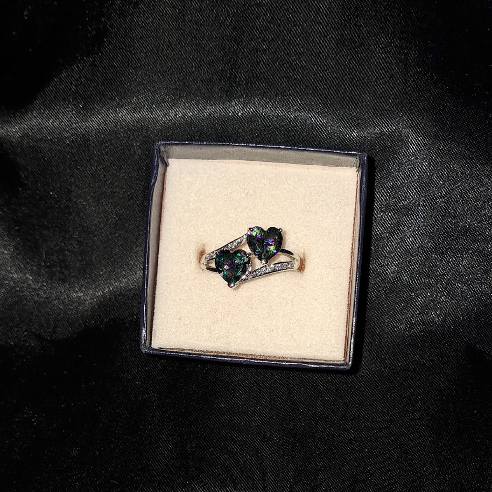 Double Heart Gemstone Ring